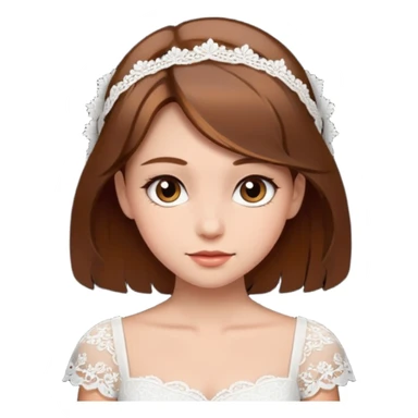 a middle brown hair girl with elegant white dress sticker