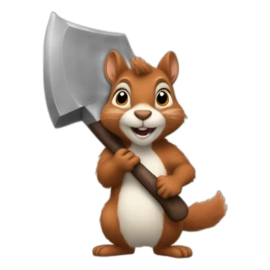 fluffy squirrel with an huge axe sticker