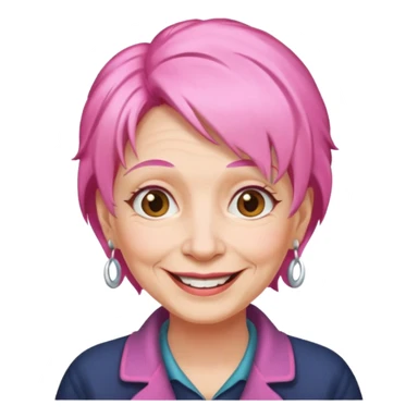 pink hair old woman sticker