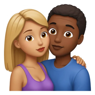 Tan girl and black guy kissing sticker