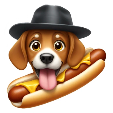 Hot dog with a hat sticker