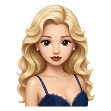 blonde model, brown eyes, long wavy hair, oscars red carpet, navy tulle gown sticker
