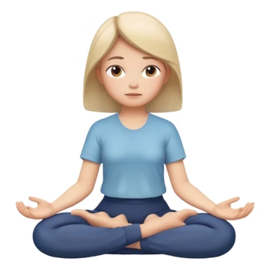 memoji of a girl meditating, calm demeanor, cross-legged, hands on knees, subtle gradient background sticker