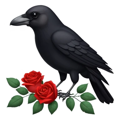 Crow with white roses sticker