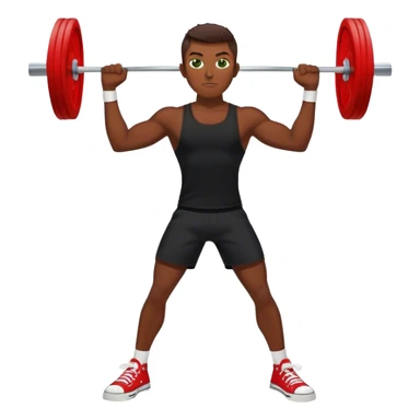 tanned guy green eyes black clothes red converse shoes clean and jerk exercise sticker