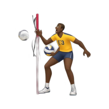 Volleyball players spiking men sticker
