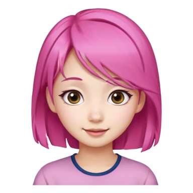 emoji An Asian girl with  pink hair, big eyes,sweet
 sticker