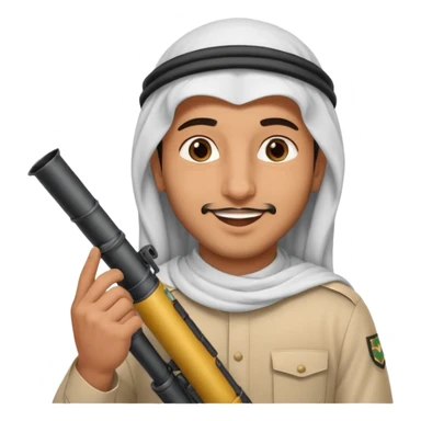 An emarati arab man holding a bazooka while sending kisses sticker