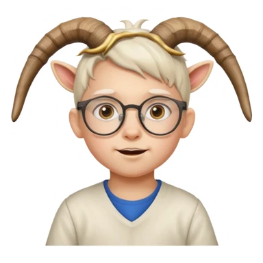 child with goat horn and eyeglasses sticker