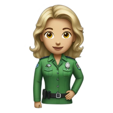 Girl customs officer in green clothes  sticker