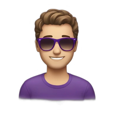 young brown hair not well shaved white men purple party wearing ray-ban sticker