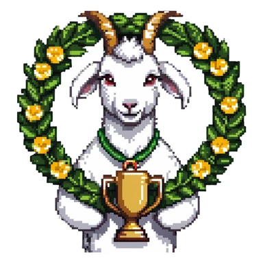 champion goat with trophy sticker