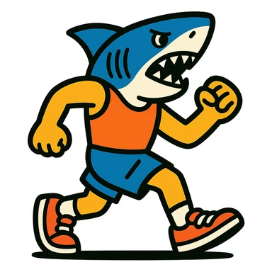 sports person in sneakers with a shark head sticker