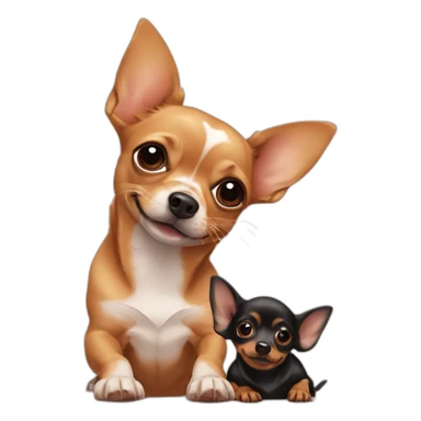 a Chihuahua kiss a Dachshund sticker