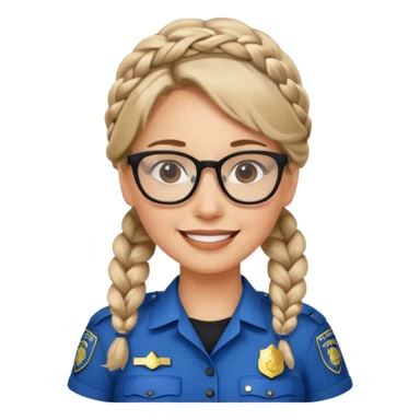 happy woman police with braided hair wearing glasses  sticker