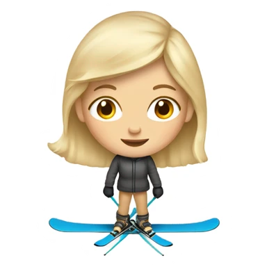 Blond girl on a beige skis sticker