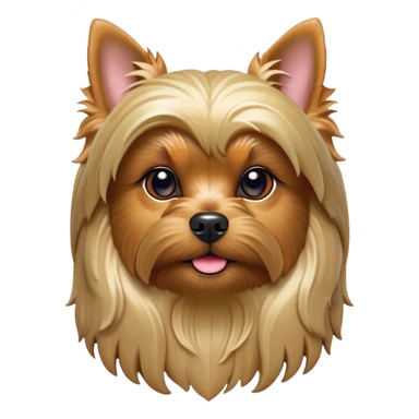Cinematic Noble Yorkshire Terrier Portrait Emoji, Exuding refined charm and dignified poise, with a lustrous, silky fur in rich, deep hues, alert eyes and a confident expression, simplified yet exquisitely detailed, glowing with a soft, aristocratic radiance, high shine, embodying intelligent grace and classic elegance, soft glowing outline, capturing the essence of a regal Yorkshire Terrier ready to rule the screen with effortless sophistication! sticker