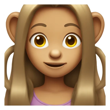 Girl Monkey with long brown hair sticker