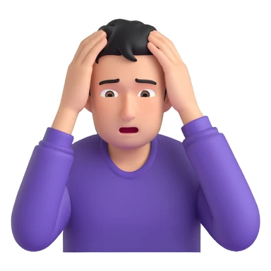 man making a mistake, expressive face, hands on head, regretful or embarrassed expression sticker