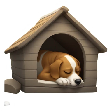 Dog and human guy sleeping outside in a dog house sticker