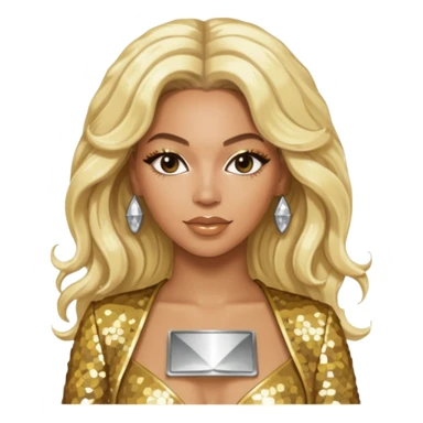 Beyonce platinum blonde hair, gold outfit sticker