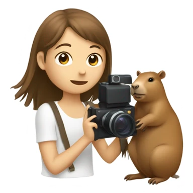 girl films capybara sticker