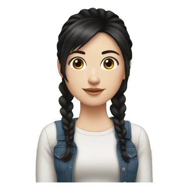 white girl, short ponytail with medium bangs black hair, tight jeans sticker