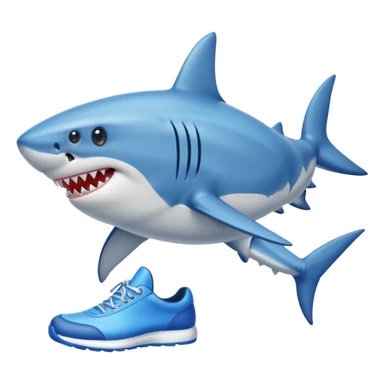 Shark with legs wearing blue shoes sticker