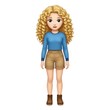Long curly hair white girl full body  sticker