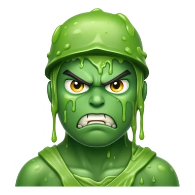 angry green war soldier covered in slime sticker