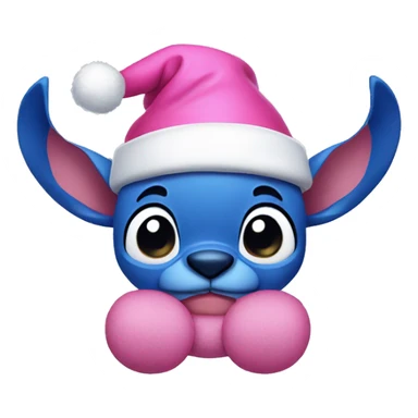 Stitch wearing pink santa hat sticker