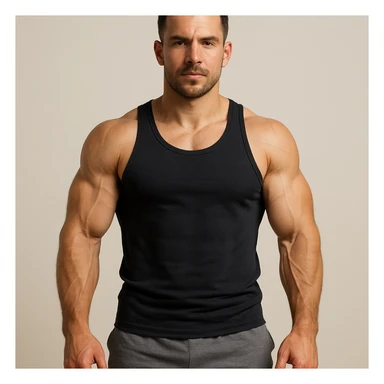 A 35-year-old bodybuilder con equilibrio su uso di sostanze e non. immagine iper realistica sticker