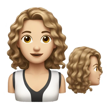 
a white girl with shoulder length wavy brown hair sticker