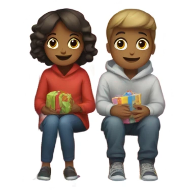 a girl and bit with gifts  sticker