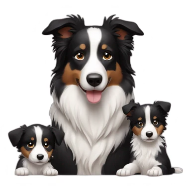 Border collie with 2 puppy sticker