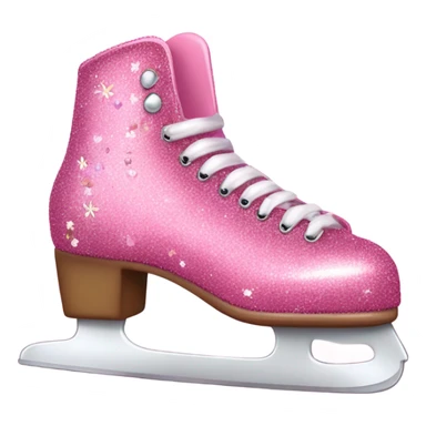 Pink glitter ice skates with hearts and flowers  sticker