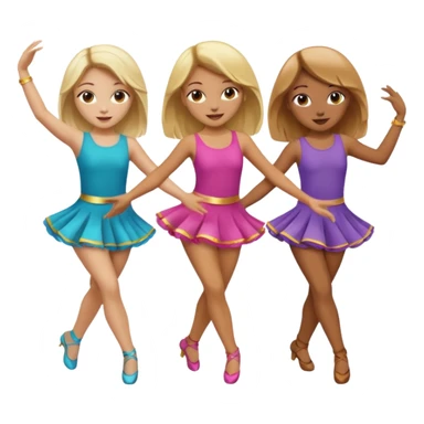 Emoji of 3 Girls dancing ONLY ONE with blonde hair, one tan skin with brown  hair ONLY ONE IS BLONDE sticker