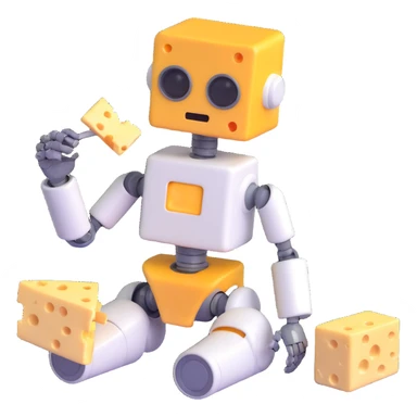 robot eating cheese sticker