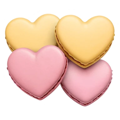 Macaroons in the shape of hearts in soft pink, beige and yellow pastel colors sticker