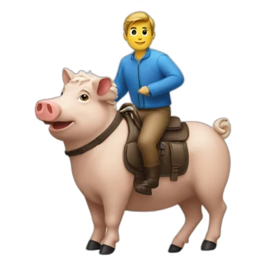 Un homme sur un cochon sticker