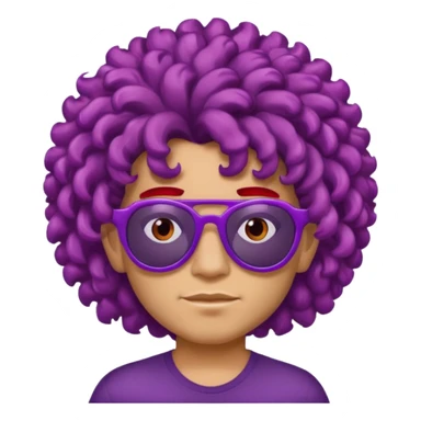 purple haired, curly big haired mexican boy with red sunglassess sticker