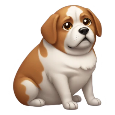 fat round dog sitting sticker