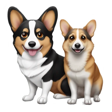 Black and white corgi with a raccoon  sticker