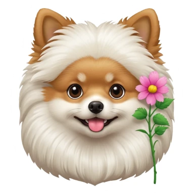 Pomeranian with flower sticker