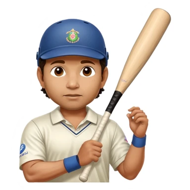 Sachin Tendulkar with a bat sticker