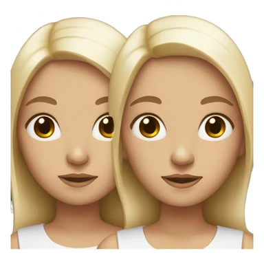 Two white sisters with middle straight hair sticker
