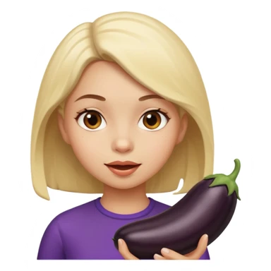 girl eating a black eggplant sticker