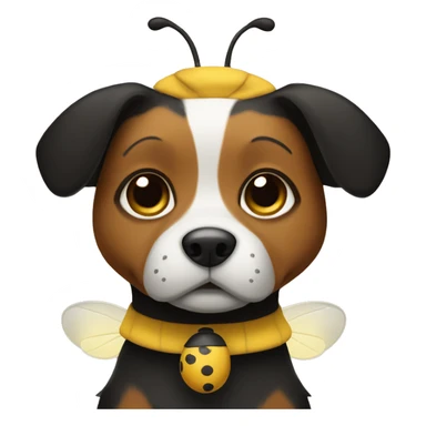 Black and brown dog wearing bee costume sticker
