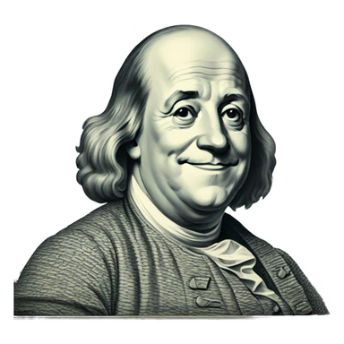 Benjamin Franklin dollar with great smile sticker