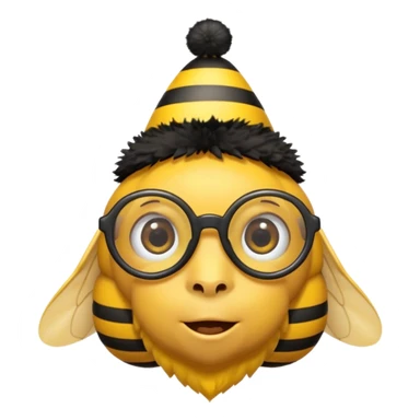 bee with party hat and eye glasses sticker